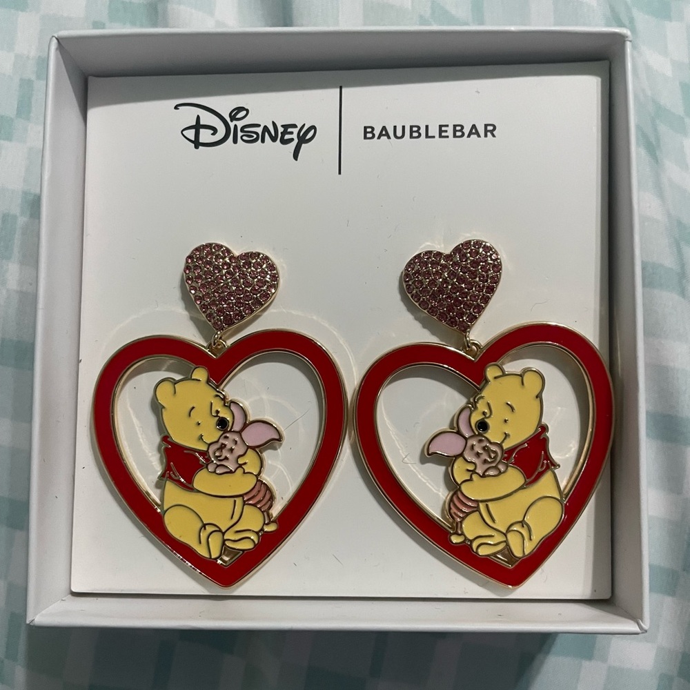 Disney x BaubleBar Winnie the Pooh & Piglet Heart Earrings - Red & Gold